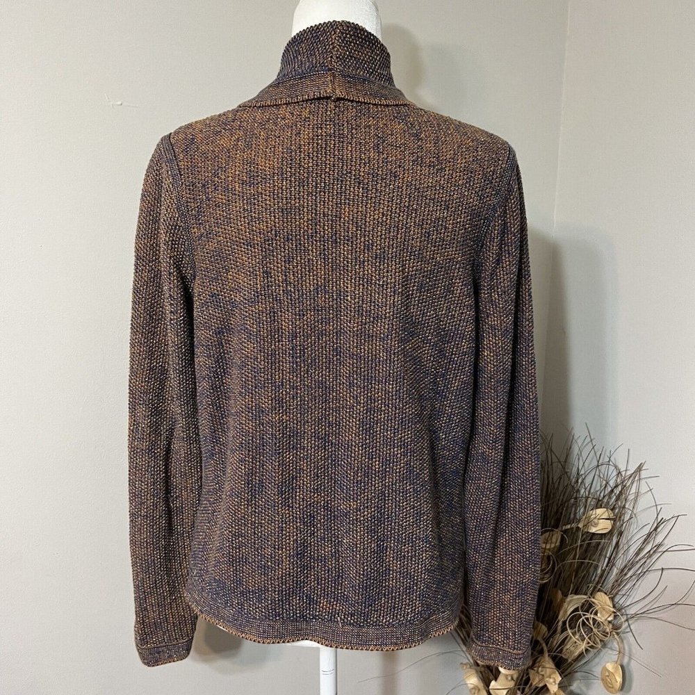 Renuar Women’s Blue Orange Metallic Button Down Sweater Cardigan Size L - Picture 3 of 12
